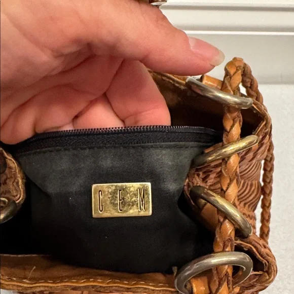 CEM vintage 1990s Woven Tan shoulder bag purse - Picture 7 of 7